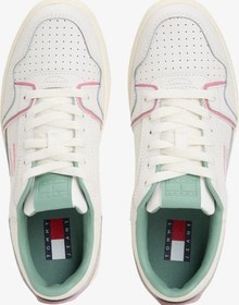 Resim Tommy Hilfiger Tommy Jeans Retro Basket Kadın Siyah Spor Ayakkabı-9446 Ecru & Mystic Pink 