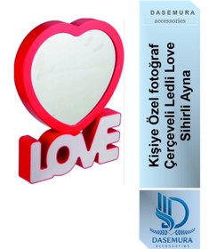 Resim DASEMURA Kişiye Özel fotoğraf Çerçeveli Ledli Love Sihirli Ayna 