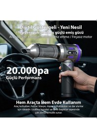 Resim Ally Powerjet Pro 20000pa Güçlü Portatif 3 Kademeli Tasinabilir Vakumlu Kablosuz Üflemeli Mini Araç Süpürgesi 