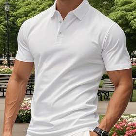 Resim Erkekler İçin Hafif Nefes Alabilen Gömlek - Çabuk Kuruyan Polyester Düğmeli Yaka, Resmi ve Günlük İş-Kıyafet Ofis Düğün Parti Kıyafeti - Kolay Bakım Her Gün ve Özel Günler İçin Easycare Kumaş 