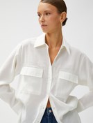 Resim Cepli Taş Detaylı Gömlek Modal Karışımlı 