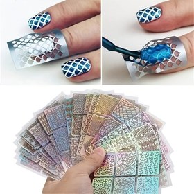 Resim 6/12/24 Adet Lazer Kazımalı Tırnak Sticker Seti, Manikür Sanatı Şablonları ve Oje Boyama İçin 