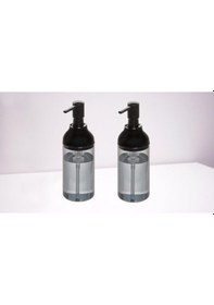 Resim Homi Banyo Seti Sıvı Sabunluk 2 Adet Füme Siyah Renkli Akrilik 8x8x16cm 360ml Siyah 