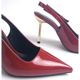 Resim Ruxene Bata Sivri Burun Rugan Topuk Dekolteli 9,5 cm Ince Topuk Stiletto Topuklu Ayakkabı 