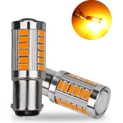 Resim T20 Turuncu Mercekli Model 33 Ledli Park, Stop ve Sinyal Ampulü Tek Duy / Çift Duy / Kısa Dip / Uzun Dip 