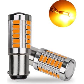 Resim T20 Turuncu Mercekli Model 33 Ledli Park, Stop ve Sinyal Ampulü Tek Duy / Çift Duy / Kısa Dip / Uzun Dip 