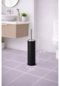 Resim Siyah 2'li Banyo Seti - Metal Çöp Kovası 3 Lt Ve Wc Fırçası Takımı Elit 7200 Siyah 