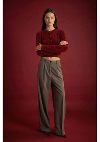Resim DeFacto Regular Fit Bisiklet Yaka Düğmeli Triko Bordo Hırka E2428AX24WNBR248 Bordo 