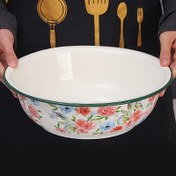 Resim 1 adet/1 Set Retro Orta Yaz Gülü 30cm Emaye Tabak veya Kova, Geleneksel Ev Emaye Kova, Kalınlaştırılmış Karışık Kova, Mutfak Yıkama Kova Malzemeleri 