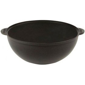 Resim Lava Döküm Yuvarlak Kazan / Tencere. Çap Ø 30 Cm. Döküm Demir Yekpare Kulplu Siyah 