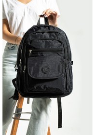 Resim Nemo Bags Siyah Unisex Okul Çantası, Crinkle Su Geçirmez Kumaş, Laptop Seyahat Sırt Çantası, 24 Lt, 40x30cm Siyah 