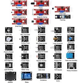 Resim Alkatronik Arduino 37 Parça Sensör Seti Sıcaklık Nem Işık Ses Renk Alev 