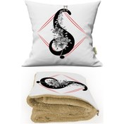 Resim Ş HARFİ Baskılı Kişiye Özel Opsiyonel Battaniyeli Yastık Kırlent 2 in 1 