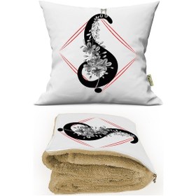 Resim Ş HARFİ Baskılı Kişiye Özel Opsiyonel Battaniyeli Yastık Kırlent 2 in 1 