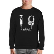 Resim Music Addict Siyah Çocuk Sweatshirt 