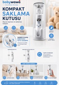 Resim babywawa H-032 Elektrikli Burun Aspiratörü 0-12 Yaş Şarjlı Nazal Aspiratör 5 Kademe Güçlü Vakum LED Işıklı Müzikli 