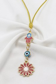 Resim biuti Gül Kurusu Hamse Nazarlı Çiçek Aksesuarlı Araba Dikiz Ayna Süsü, Araba Hediyesi 