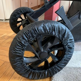 Resim 2 Adet Gençler Bebek Arabası Tekerlek Kılıfları - Toz Geçirmez & Kolay Temizlenebilir, Polyester Malzeme 