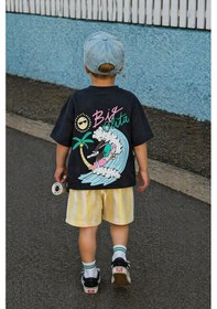 Resim Monila Erkek Çocuk Pamuklu Bisiklet Yaka Baskılı T-shirt Ve Şort Alt Üst Takım Antrasit 
