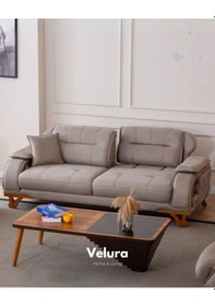 Resim Berra Kanepe & Üçlü Koltuk 3'lü - Koyu Krem Koyu Krem 