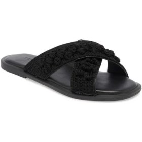 Resim Tergan Siyah Vegan-Tekstil Kadın Terlik - K24Y1TR67082-D62 