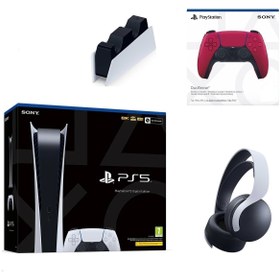 Resim Playstation 5 Digital Konsolu Ps5 Kol Kırmızı+ Şarj Istasyonu+ Ps5 3d Kulaklık Ithalat Garanti Sony