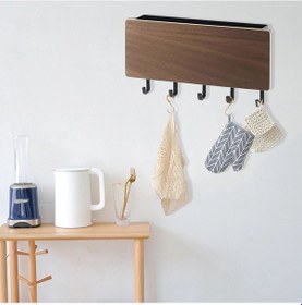 Resim Shineyee Ahşap Ve Abs Anahtar Tutucu, Zirveye Monte Giriş Kapısı Organizer, Posta Ve Aksesuar Depolama, Delme Yok Kurulum, Ceviz Rengi 