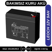Resim leoch 12v 9ah Kuru Tip Akü - Bakımsız Agm Tip Akü 