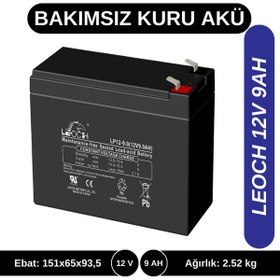 Resim leoch 12v 9ah Kuru Tip Akü - Bakımsız Agm Tip Akü 