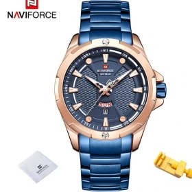 Resim Hanyang Rgbe Erkek Saatler En Lüks Marka Navıforce Analog Izle Erkekler Paslanmaz Çelik Su Geçirmez Kuvars Kol Saati Tarih Relogio Masculino (Yurt Dışından) 