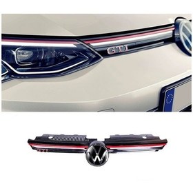 Resim Autogp Vw Golf 8 Gti Ön Panjur Izgara Ledli Kırmızı Şerit 2020+ Agp-sm-glf8-grl-02 