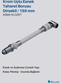 Resim BALİOR Asma Klozet Esnek Taharet Borusu 150 mm Dirsekli Bağlantı 