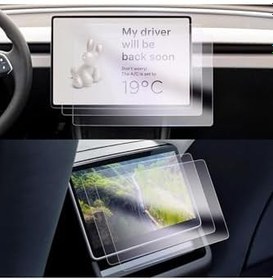 Resim Tesla Model Y Juniper Uyumlu 2025 Ön ve Arka Ekran 9H Nano Ekran Koruyucu Set 