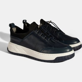 Resim Desa Erkek Lacivert Lastik Bağcıklı Deri Sneaker 