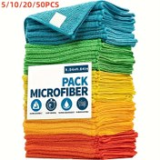 Resim 5/10/20/50 Paket Mikrofiber Temizlik Bezleri, 24,99x24,99 cm, Ultra Emici, Çabuk Kuruyan, Solmaz, Çağdaş Stil, Oturma Odası, Banyo, Mutfak için, Tekrar Kullanılabilir Havlular 