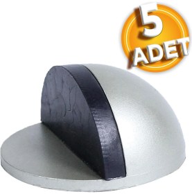 Resim Badem10 Yarımay Yapışkanlı Kapı Kolu Stoperi Tamponu Stop Metal Durdurucu Tutucu Tutacağı Gri 5 Adet 