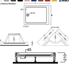 Resim Dikdörtgen Panelli Oturmalı Duş Teknesi | Sanacryl - 80x200 / Siyah / Oturmalı 