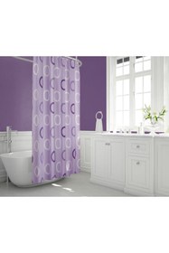 Resim Tropikhome Lila Banyo Perdesi-halka Desen Lüx Mor Renk Duş Perdesi, 180x200 Duş Perdesi Tek Kanat Küvet Perdesi 