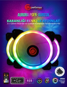 Resim Aurora Rgb 120mm Üçlü Fan Kiti Kumandalı Performax