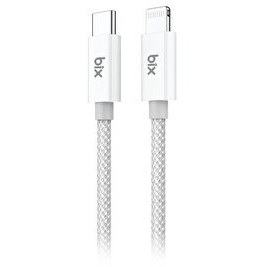 Resim Bix T3CL Type-C to Lightning iPhone 27W Örgülü Hızlı Şarj ve Data Kablosu 1 M Gri 