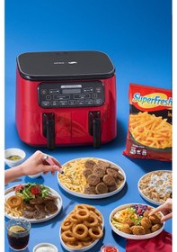 Resim Karaca Air Pro Cook Duo Superfresh Kırmızısı 4+4 L 8 Kişilik Airfryer Fritöz 