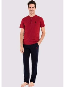 Resim U.S. Polo Assn. U.s Polo Assn. 12005 Erkek 3'lü Pijama Takım -bordo Bordo 