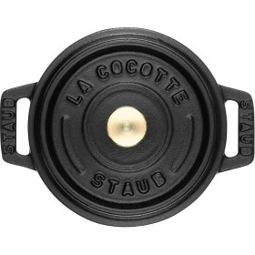 Resim Staub 40500-101-0 Mini Güveç, Yuvarlak Kapaklı 10 Cm, 0,25 L, Indüksiyona Uygun, Mat Siyah Emaye Kap 
