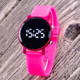 Resim Fuşya Renk Kız Çocuk Saati Led Watch Hediye Bileklik Kol Saat ST-304313 