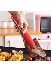 Resim 3b Trend Metal Kızartma Maşası Silikon Uçlu Maşa Kırmızı Renk 