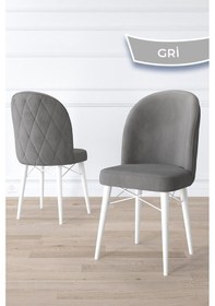 Resim Canisa Bika Serisi 6 Adet Gri Mutfak Sandalyesi Beyaz Gürgen Ayaklı 1. Sınıf Babyface Kumaş Sandalye Gri Ayakları Beyaz 