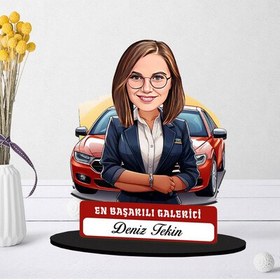Resim Kişiye Özel Kadın Galericiye Hediye Karikatürlü Biblo 