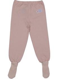 Resim Melekpare Kız Bebek Patikli Pantolon Kendinden Çoraplı Alt Pijama %100 Organik Pamuk Yumuşacık Kumaş 2'li Set 