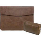 Resim SZYKD Yatay Litchi Doku Laptop Çantası MacBook 11 Inç A1370 / 1465 Için Liner Çanta (Liner Çanta + Power Bag Brown) 