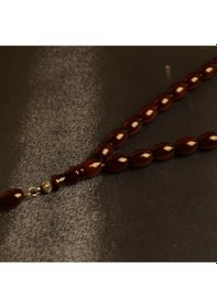 Resim Fıçı Kesim 12x9 Mm Sıkma Kehribar Alpaka Püsküllü Tesbih Bordo 